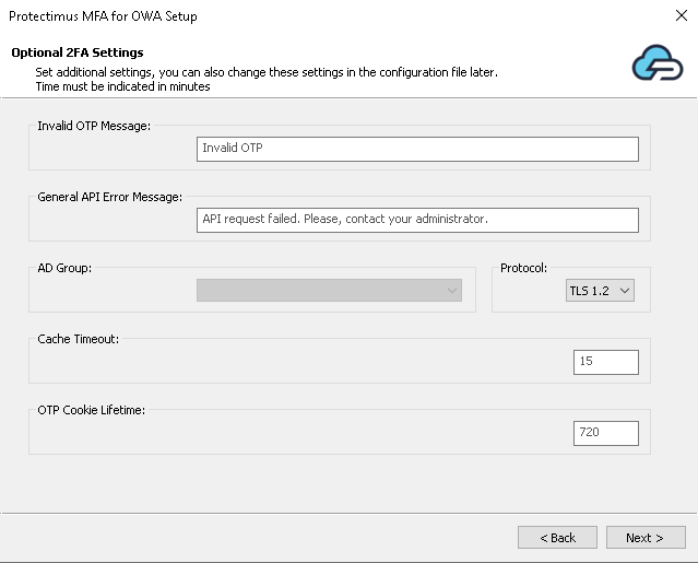 Outlook Web App two-factor authentication setup with Protectimus - step 5