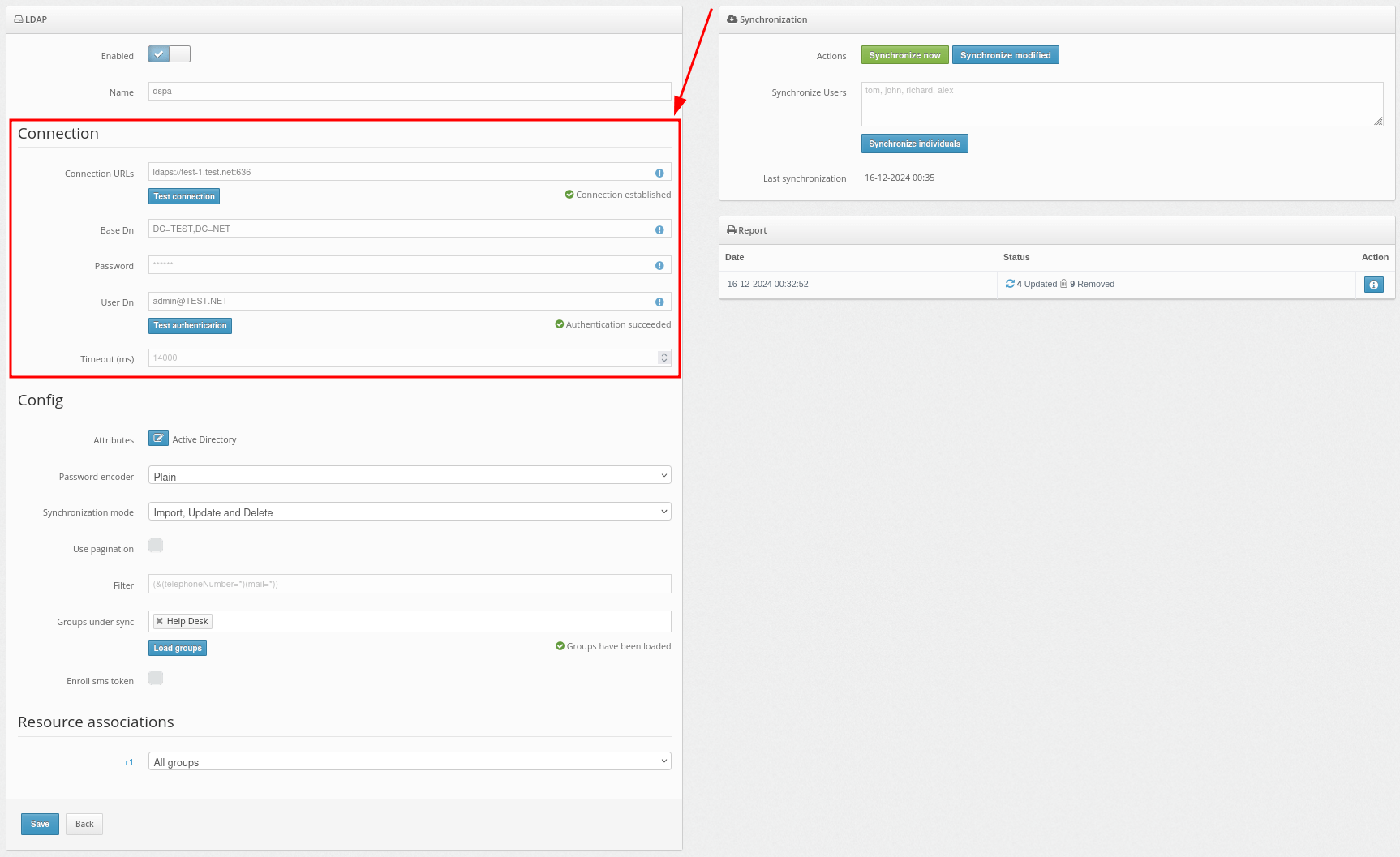 How to enable Protectimus on-premise platform users synchronization with your user directory - step 2