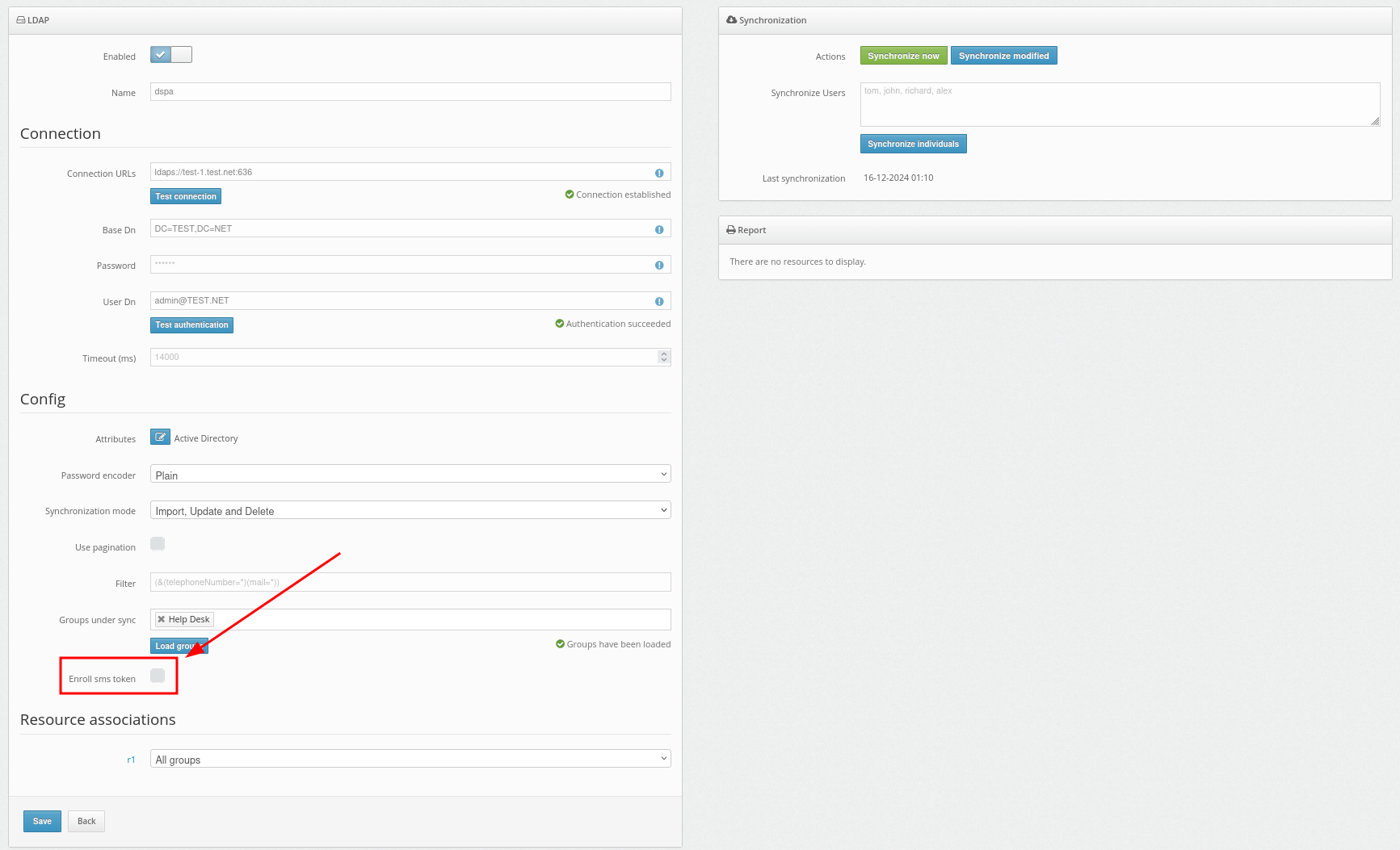 How to enable Protectimus on-premise platform users synchronization with your user directory - Enroll SMS token