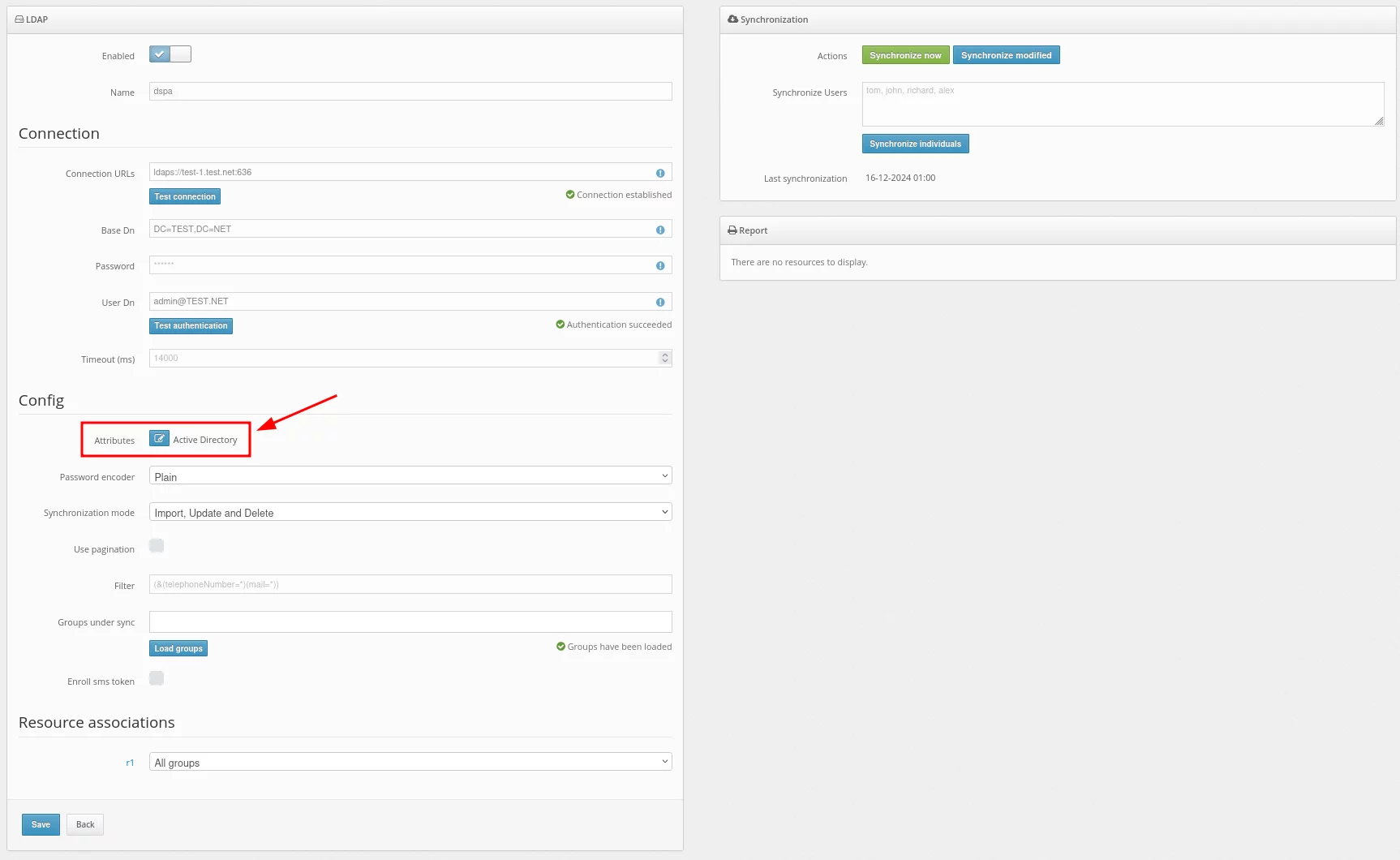 How to enable Protectimus on-premise platform users synchronization with your user directory - Add synchronization attributes