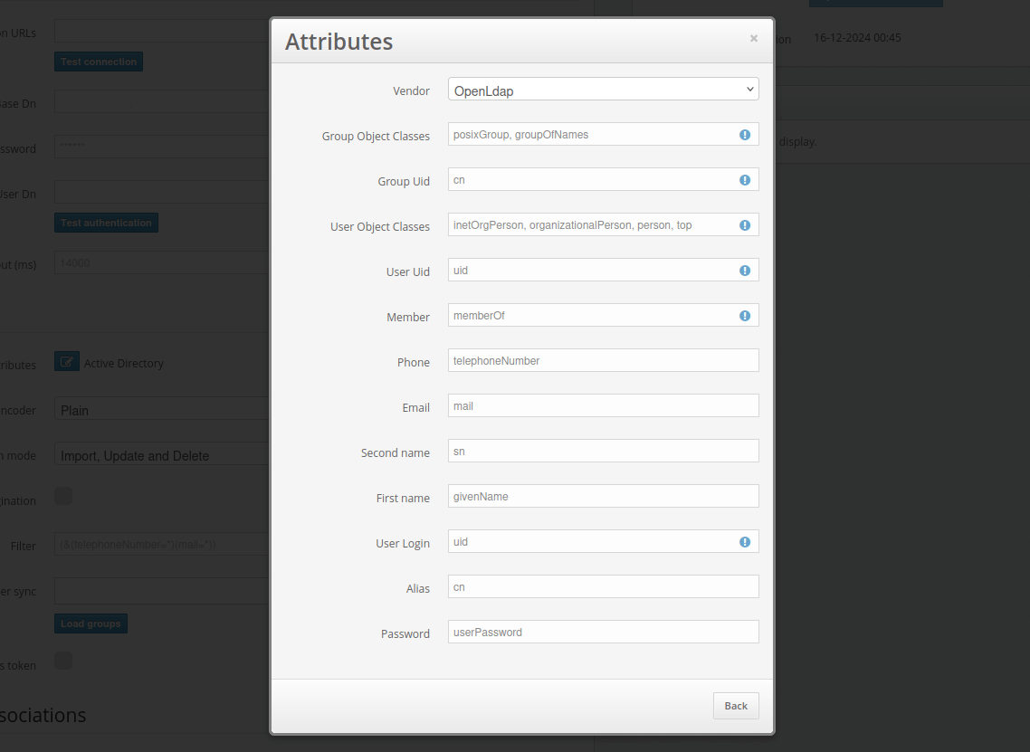 How to enable Protectimus on-premise platform users synchronization with your user directory - Synchronization attributes