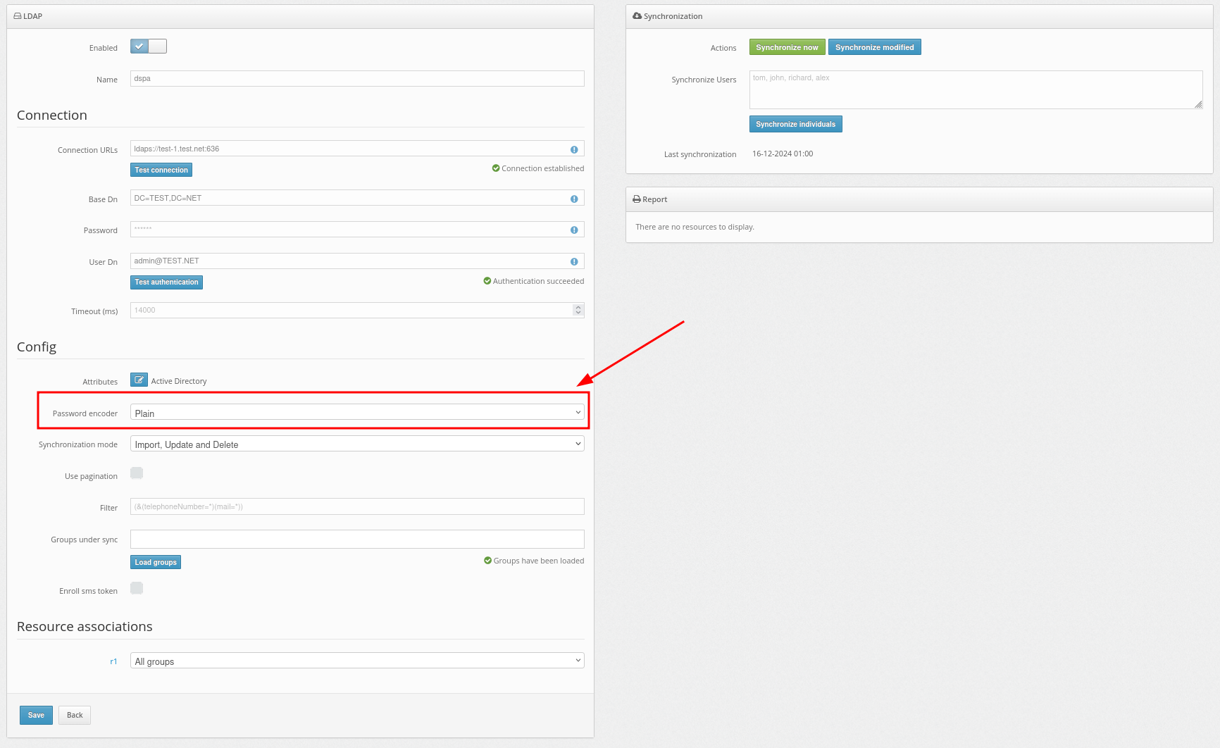 Configure the Password Encoder setting.